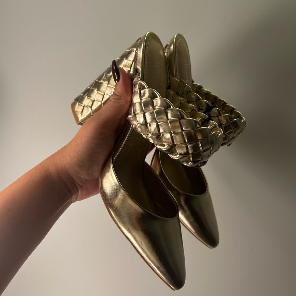 Charles David Metallic Braided Heels